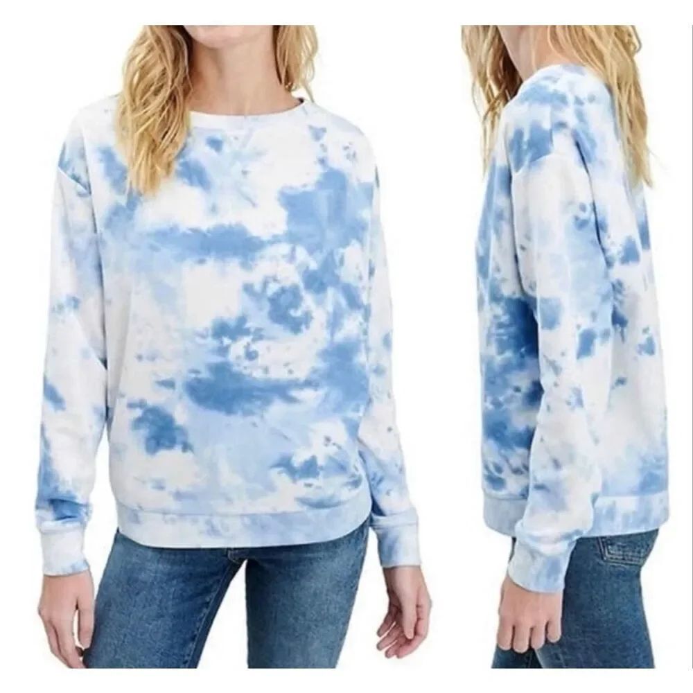 Splendid thermal waffle knit tie dye crewneck size M